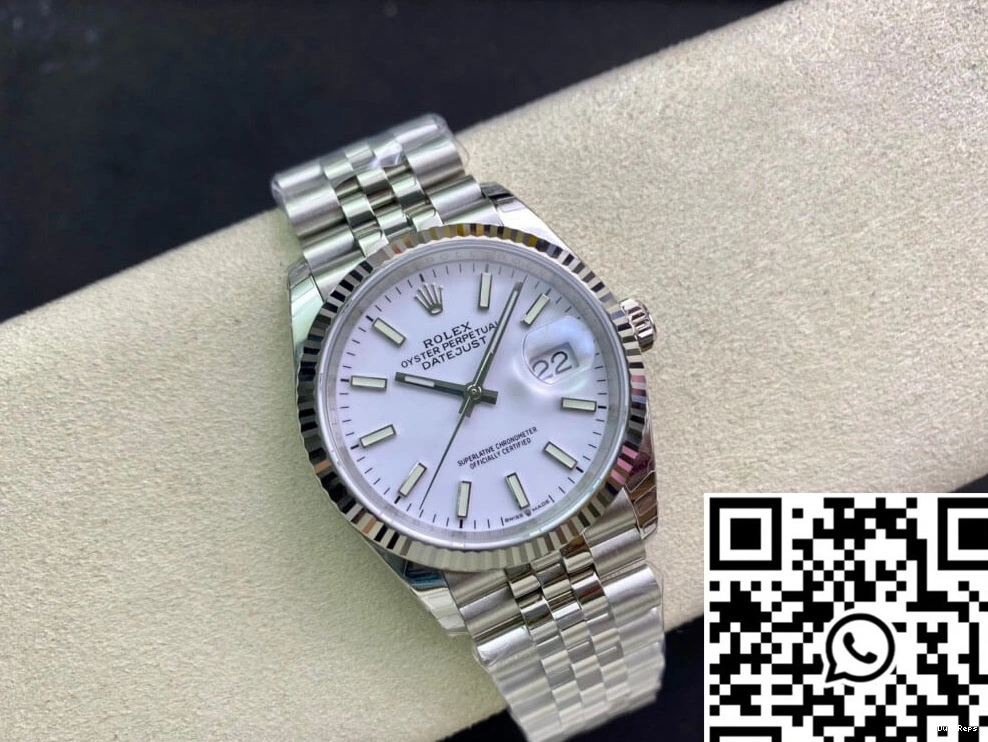 White Factory Dial Datejust 36MM Stainless EW Steel Rolex 0226